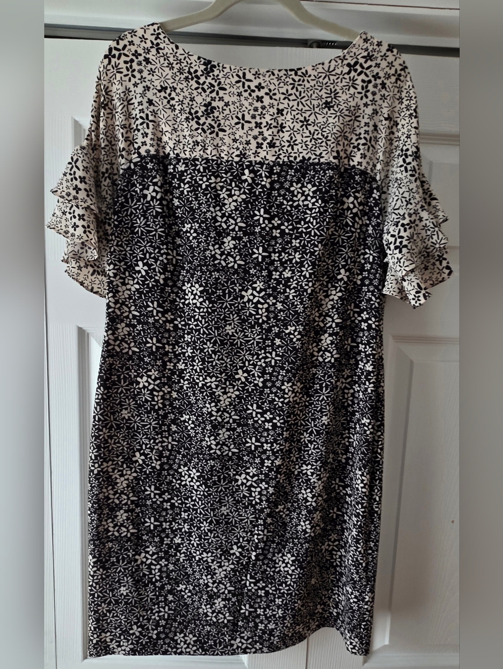 Chaps Black and Cream Floral Midi Dress